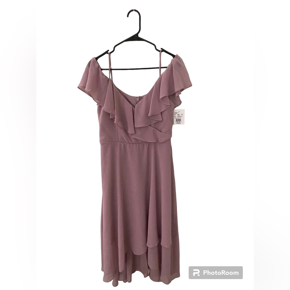 NWT David’s Bridal Chiffon Off the Shoulder Dress
